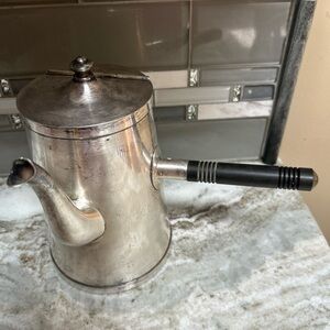 1940's Grand Silver Co. Nickel Silver WEAR-BRITE Coffee Pot  Hinged Lid Handle